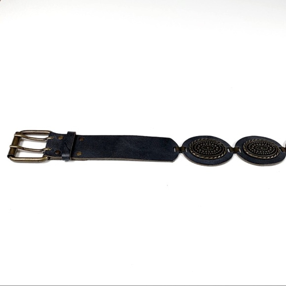 Vintage Y2K Antoniazzi Firenze Black Leather Boho Coachella Festival Belt - Picture 2 of 8